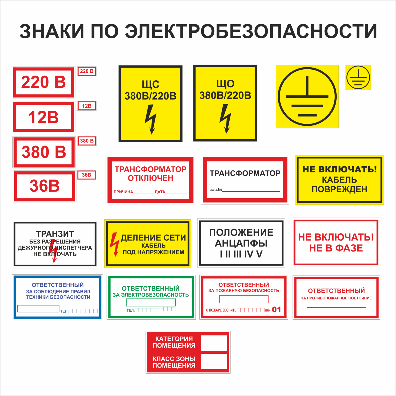 Плакаты и знаки электробезопасности