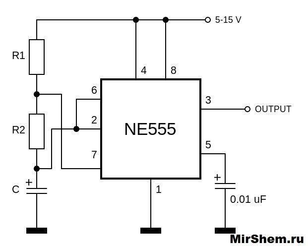 Ne555 таймер: схема включения, характеристики, datasheet микросхемы ne555