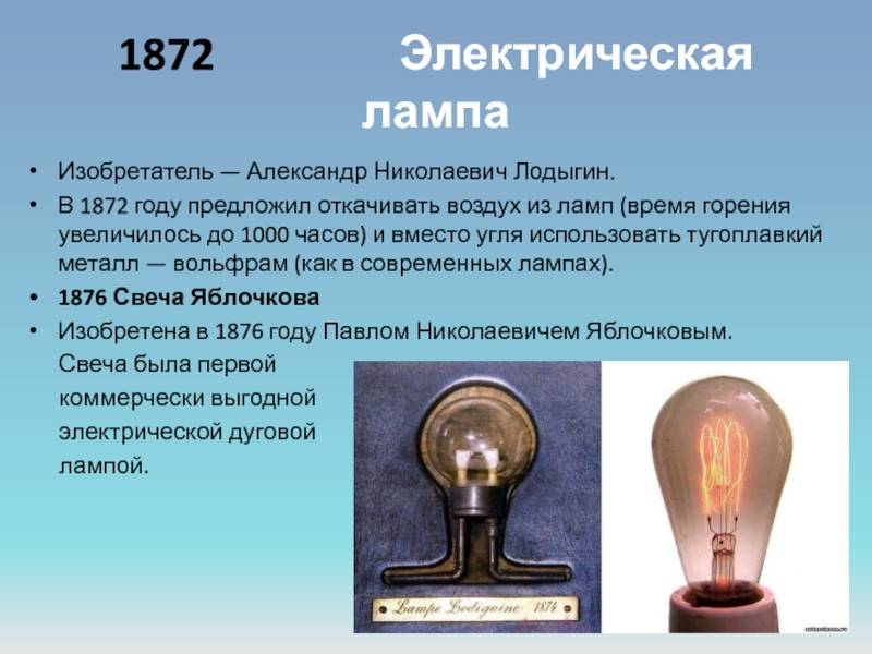 Первая электрическая лампочка