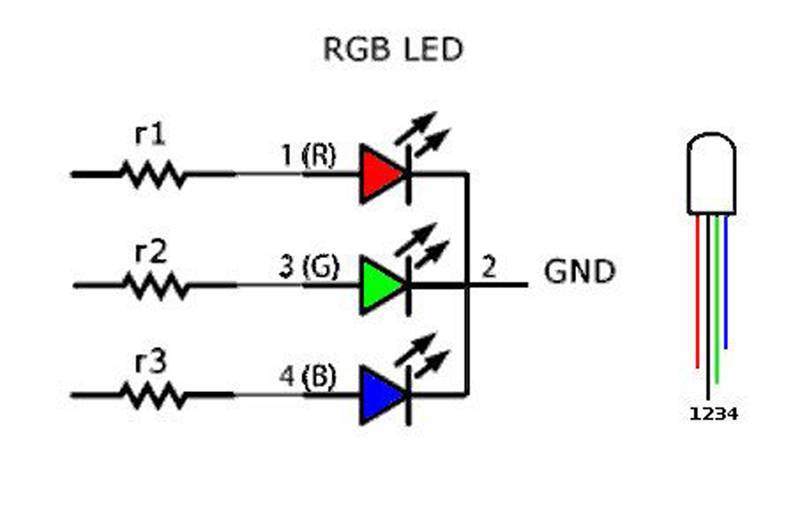 Двухцветный светодиод с двумя выводами схема подключения