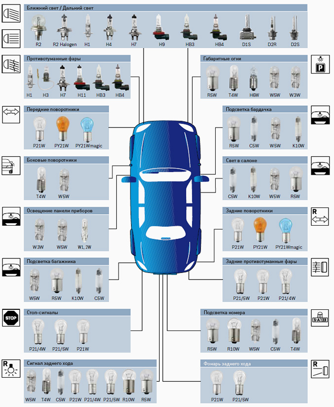Назначение и виды цоколей автомобильных ламп