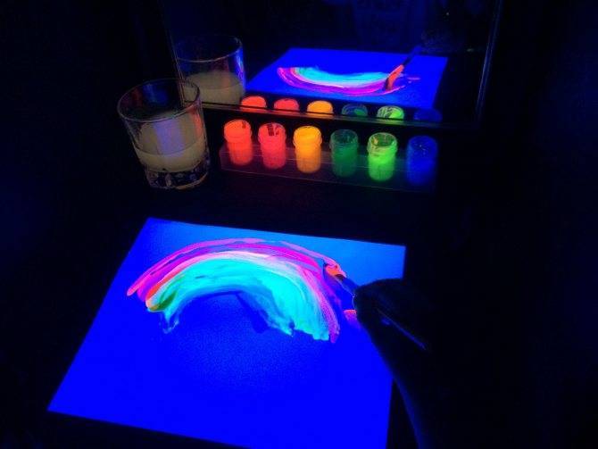 Нанесение флуоресцентной краски на тело