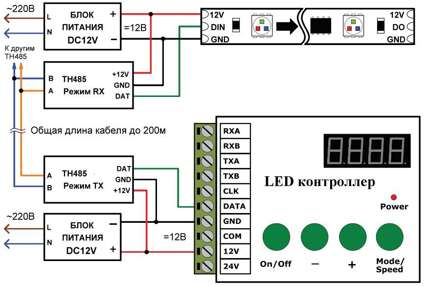 Подключение светодиодной ленты rgb: схемы, видео