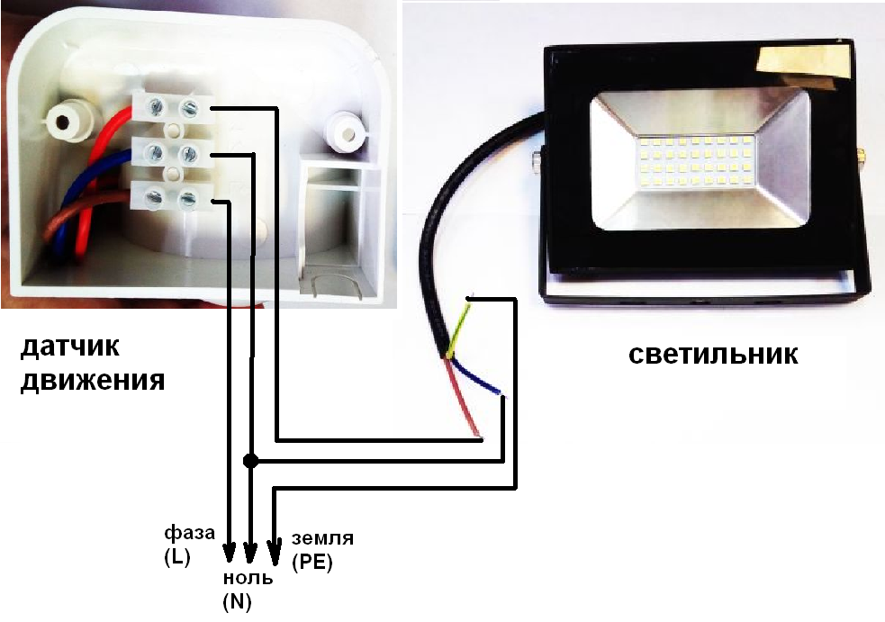 Как подключить датчик движения к светодиодному прожектору - схема и пошаговая инструкция, настройка работы системы