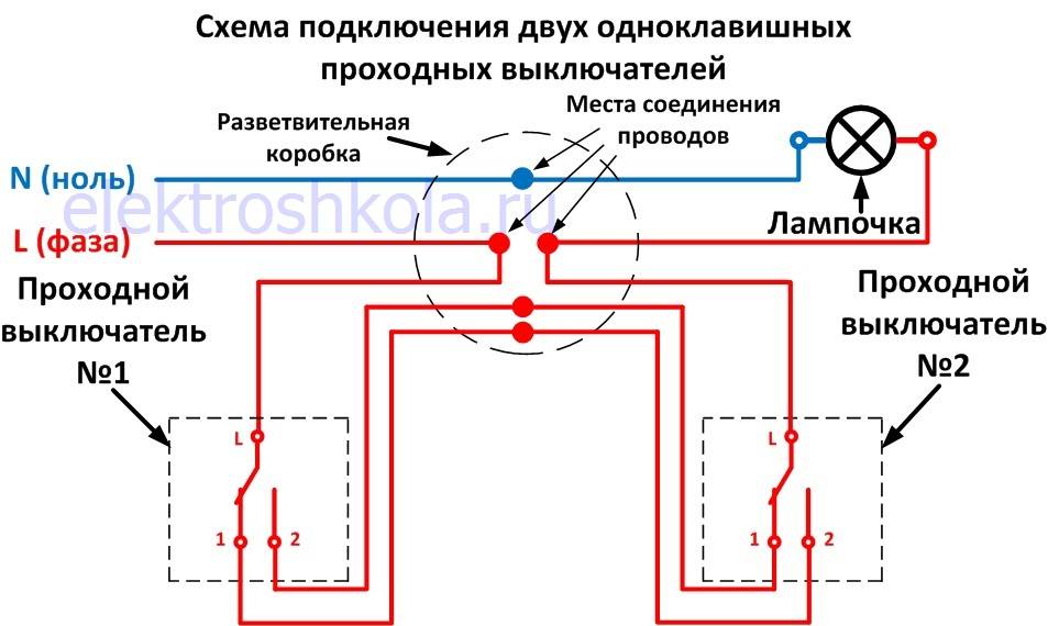 Как подключить проходной выключатель по схеме: монтаж по инструкции - vodatyt.ru