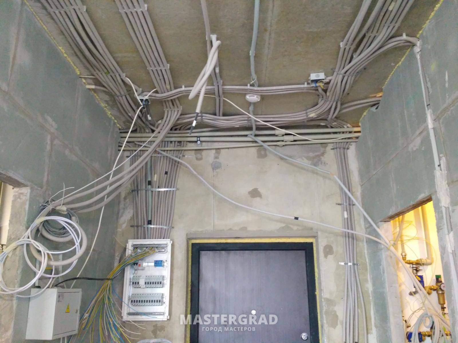Монтаж электропроводки в стене из гипсокартона - master room