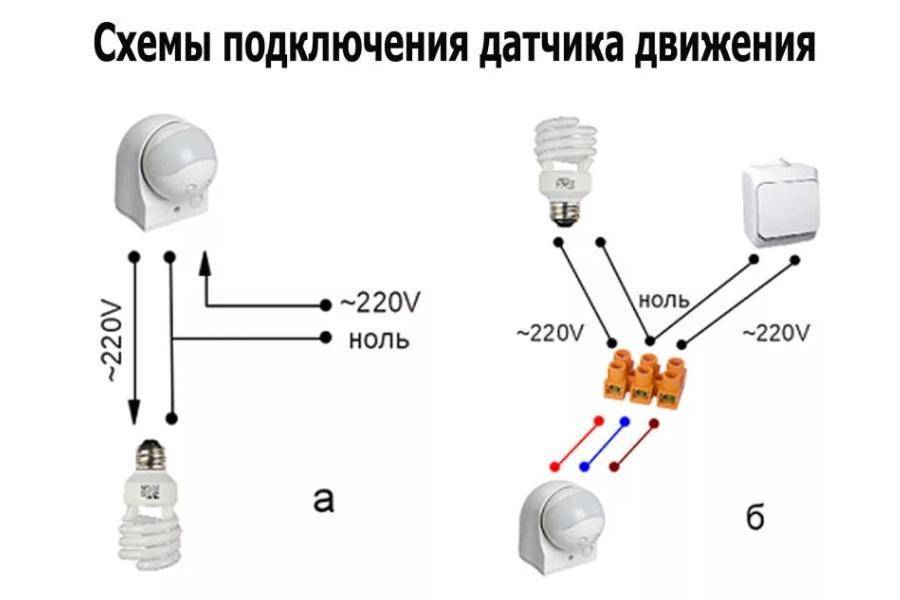 Как подключить датчик движения к светодиодному прожектору: схемы подключения для освещения