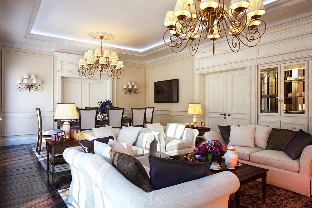 5 особенностей гостиной в стиле неоклассика: описание, дизайн, диваны, интерьер (15 фото)