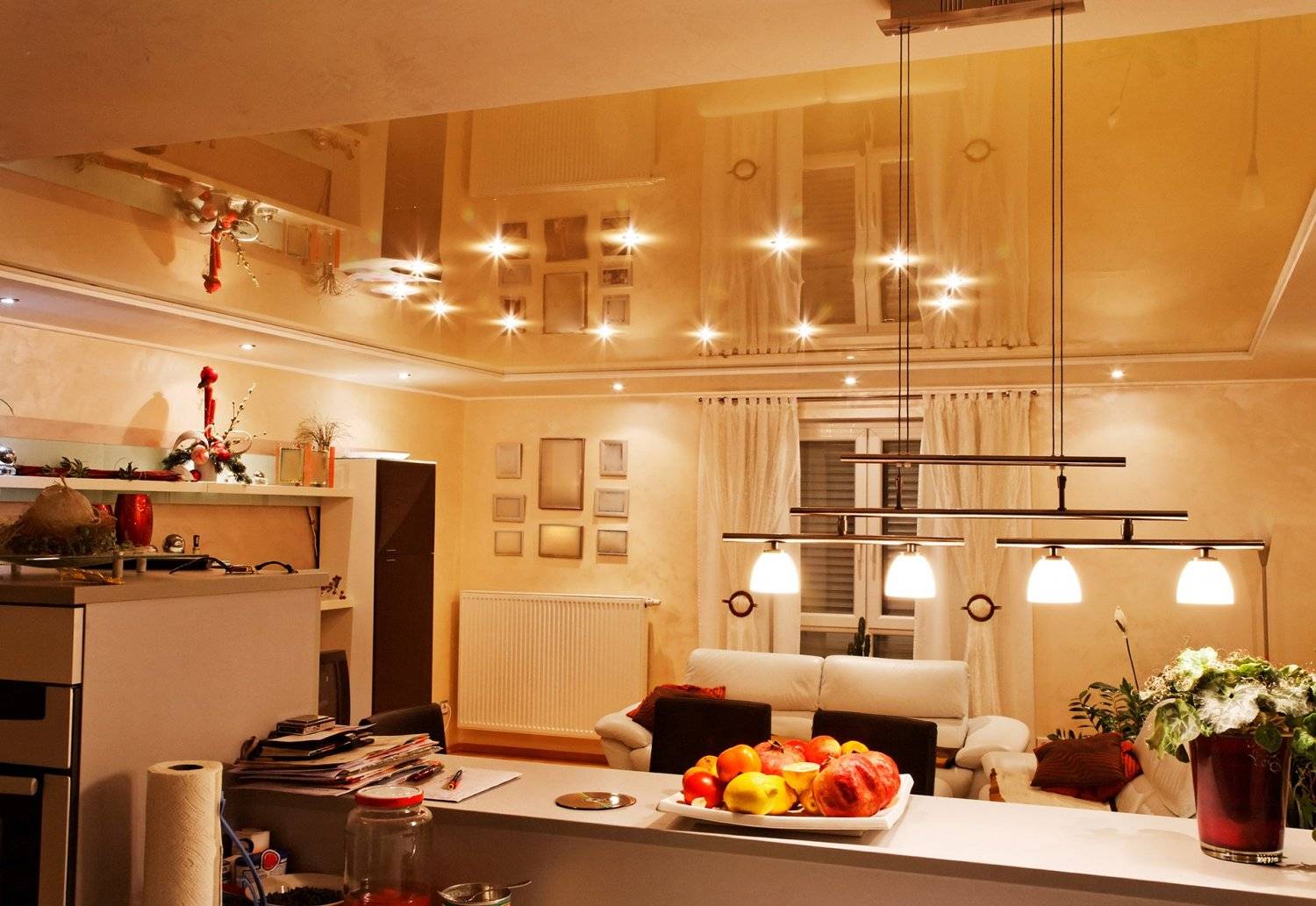 Точечные светильники на кухне: расстояние, фото примеров расположения